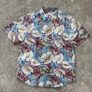 TOMMY BAHAMA The Coconut Point Fronds Mosaic Men's Shirt in Royal Indigo M/M NWT